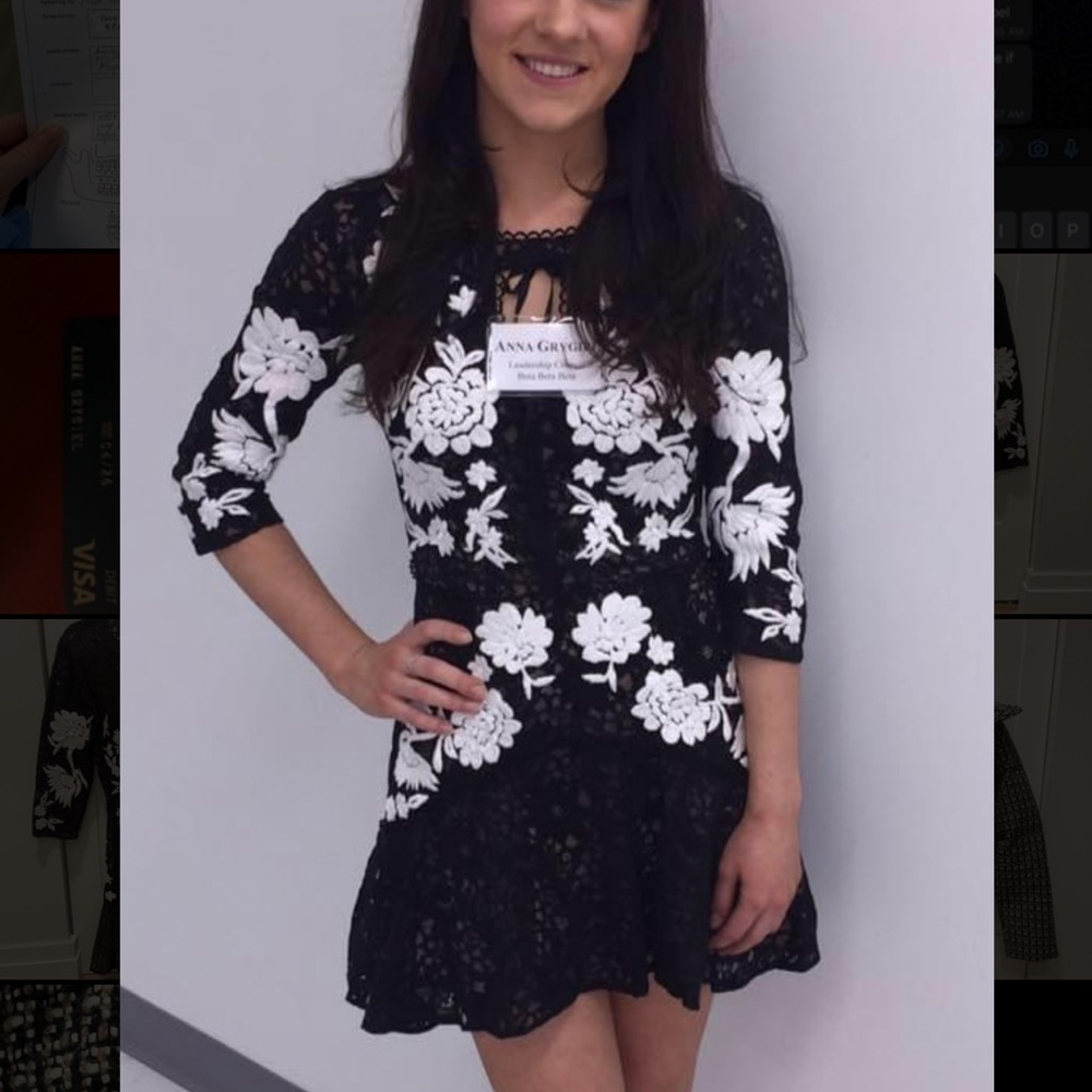 FOR LOVE AND LEMONS BLACK EMBROIDERED DRESS XS